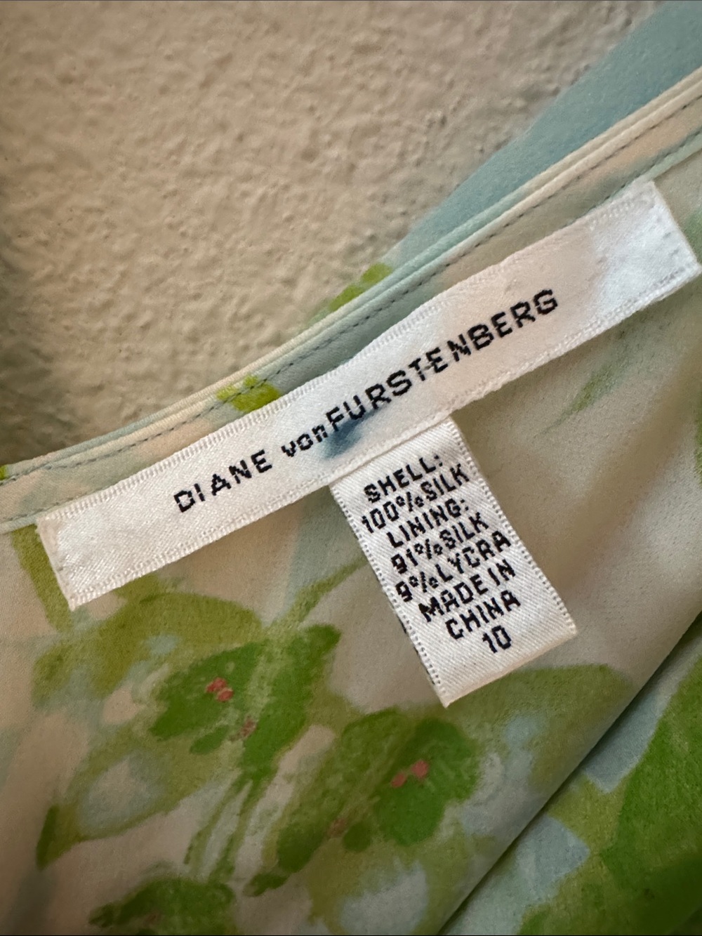 Diane Von Furstenberg Green Floral beaded Asymmetrical Slip Dress - Picture 2 of 3